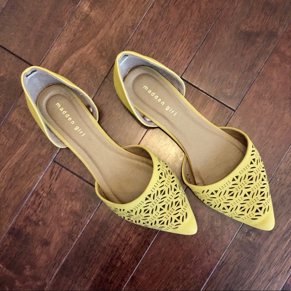 Madden Girl Shoes - Madden Girl Yellow D’Orsay Pointed Toe Flats 11